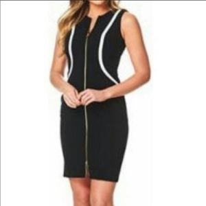 Calvin Klein Black Sleeveless Exposed Zipper Dress